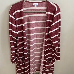 EUC LuLaRoe Size XL Burgundy & White Caroline